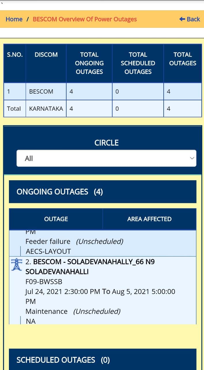 Bescom power cut online